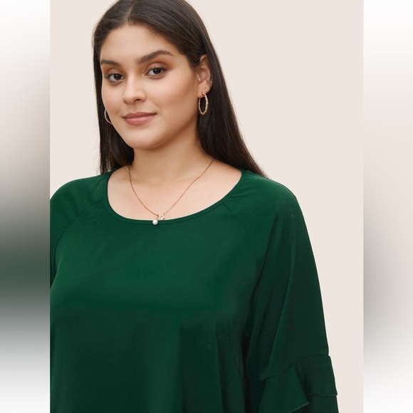 BloomChic Plain Ruffle Tiered Round Neck Blouse XL us14-16 - Picture 3 of 7